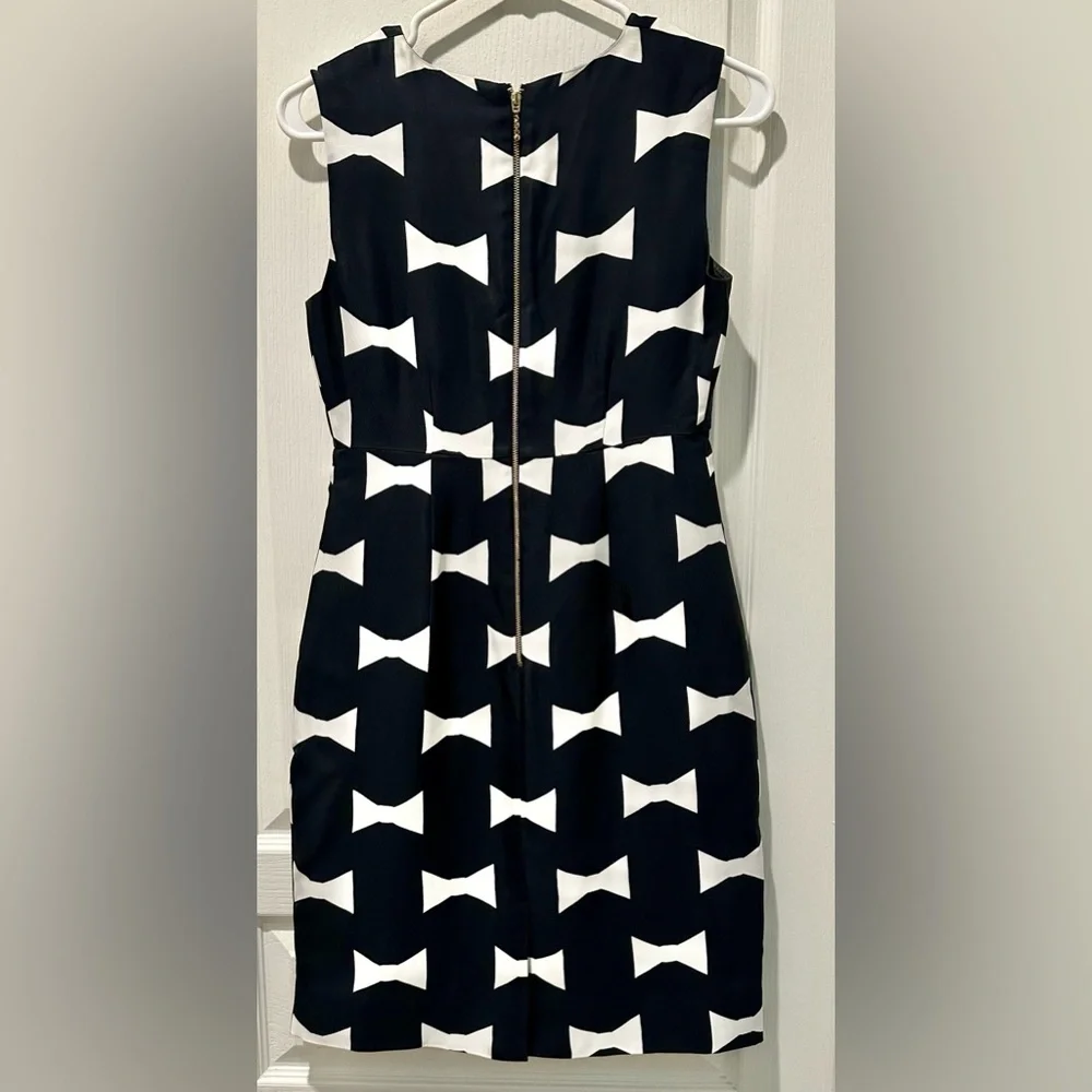 Kate Spade Sleeveless Cora Bow Tie Print Sheath Dress Black/White